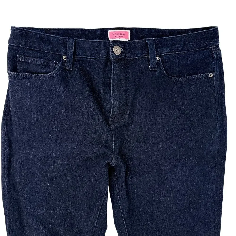 Kate Spade Broome Street Slim Jeans Womens Sz 28 Dark Indigo Blue Stretch